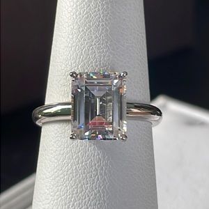 Anna Zuckerman Luxury Sterling Silver Emerald Cut Solitaire Ring